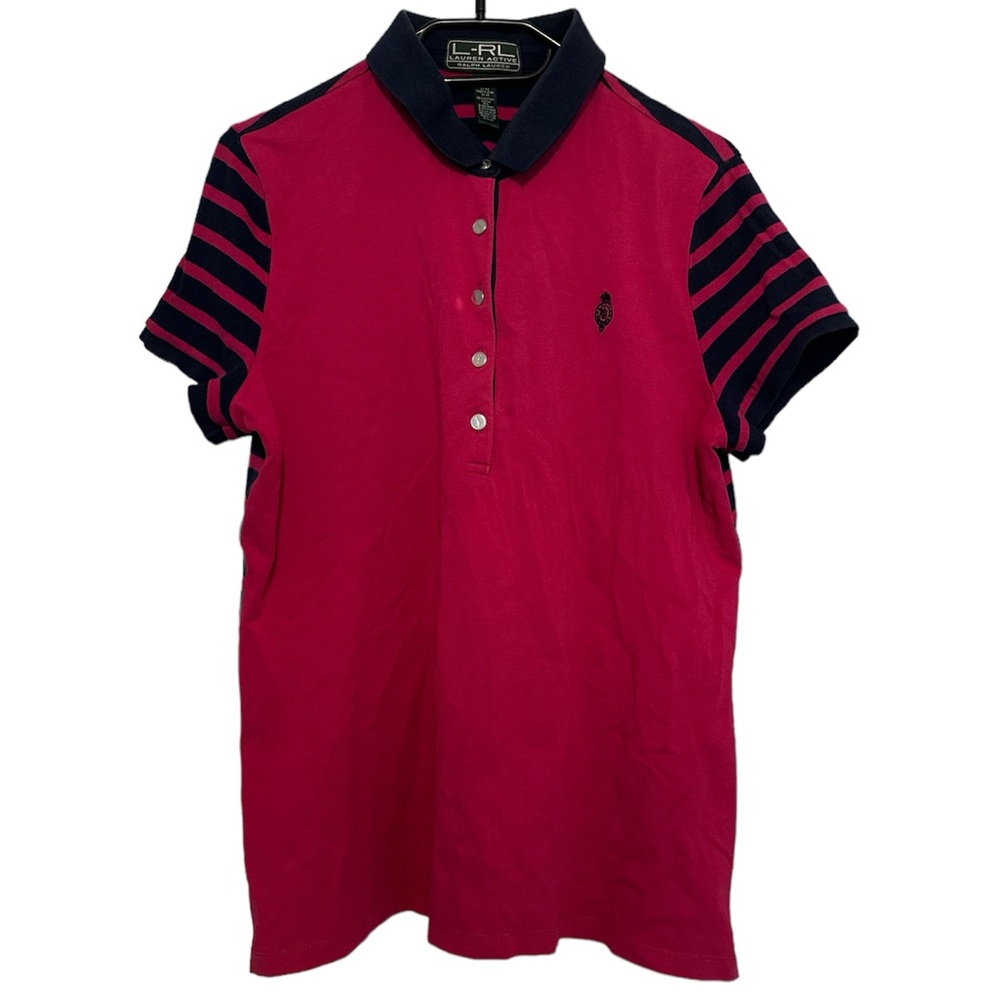 Ralph Lauren active polo shirt stripes size XL pink and blue